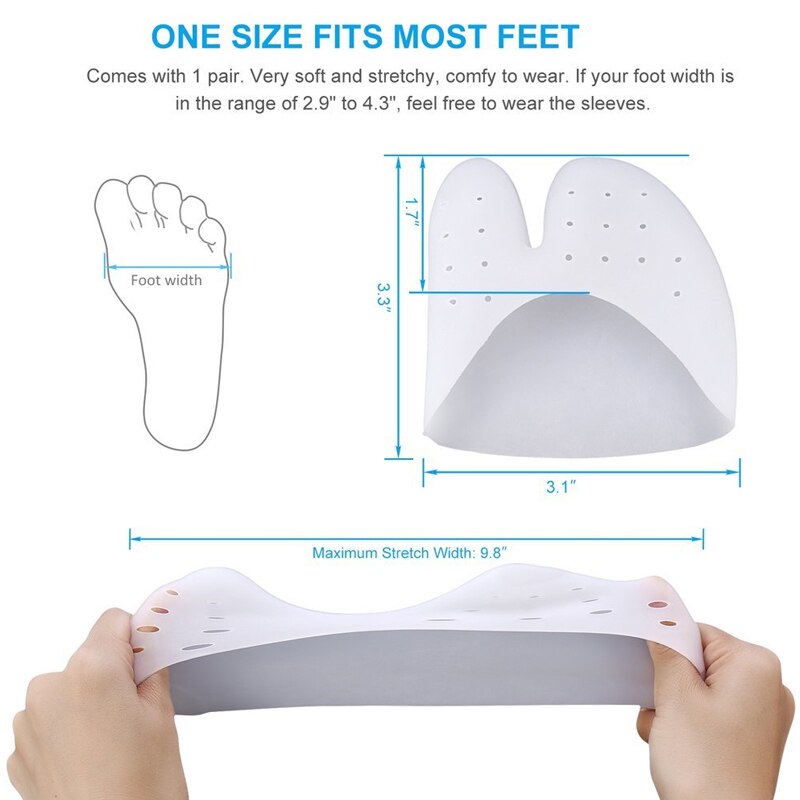 1 par byepain gel fotputer for å lindre ballett hallux valgus, skreddersydd og smertestøtte for forfoten