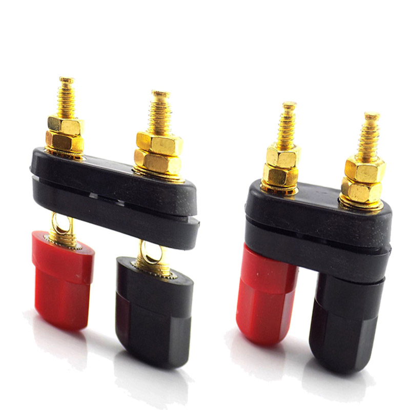 Conector Banana para amplificador, clavija para clavija, conectores de bricolaje, color rojo y negro, poste de encuadernación para altavoz, 1 a 5 unidades
