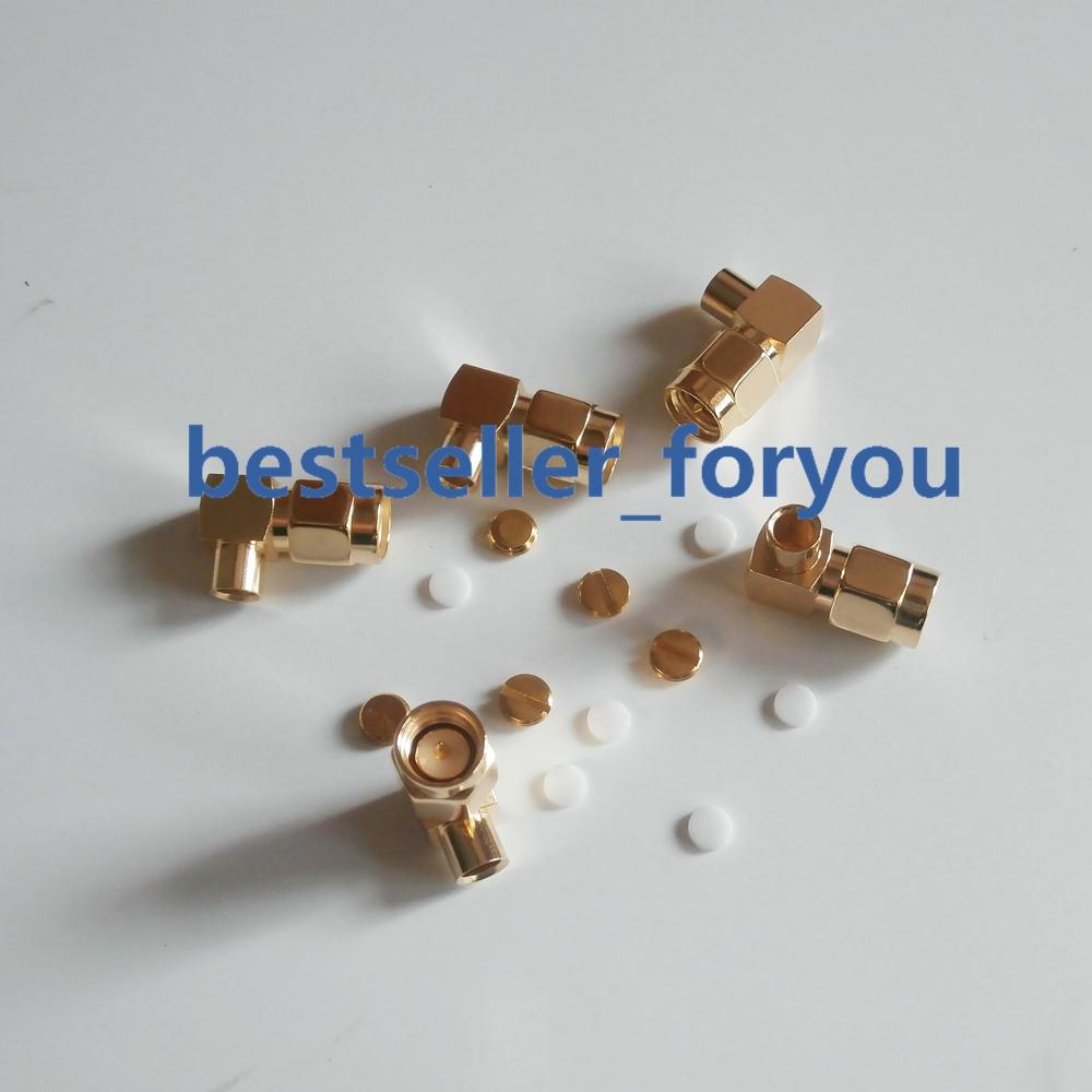 10x SMA Male Plug Right Angle RF Coaxial Conector For RG402 Semi-flexible Cable