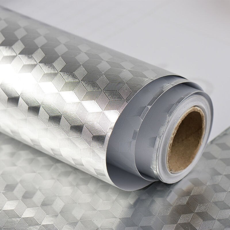 40x100/200cm Kitchen Oil-proof Waterproof Stickers Aluminum Foil Kitchen Stove Cabinet Self Adhesive Wall Sticker DIY Wallpaper: Square pattern / 30x100cm