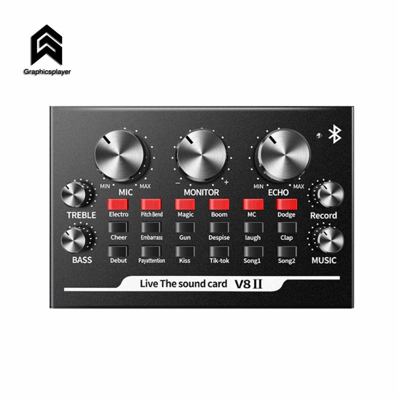 Mini Sound Mixer Board Live Geluidskaart Voor Live Streaming Voice Changer Geluidskaart Met Geluidseffecten, Audiomixer Voor Muziekopname Karaoke Zingen Uitzending