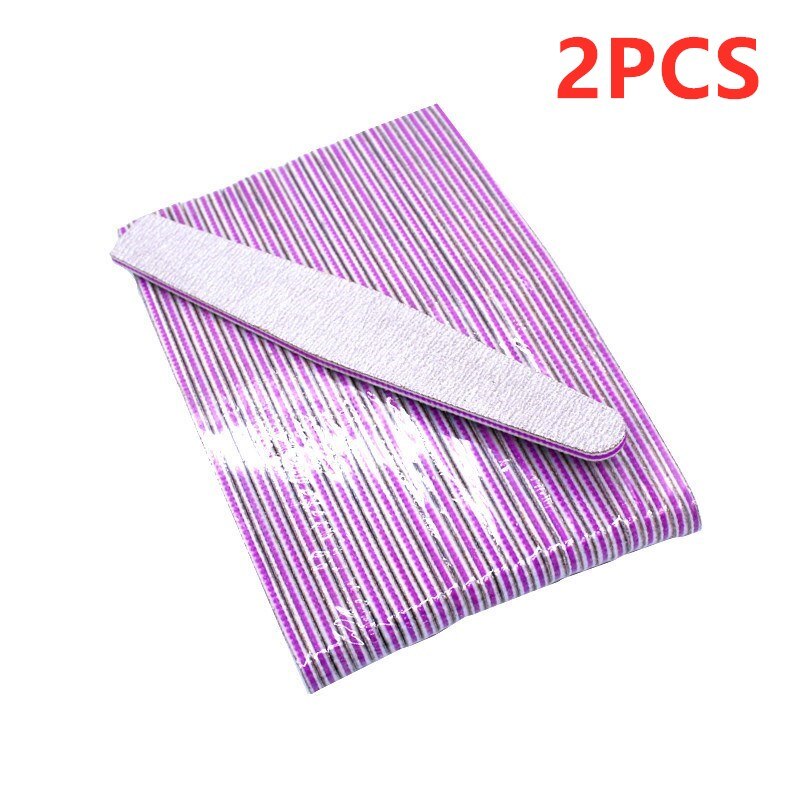 10PCS/Set Acrylic Nail File Buffer 100/180 Double Side Of The Nail File Buffer Trimmer Lime Buffer Nail File Nail Art Tools: 2PCS-C-Gray