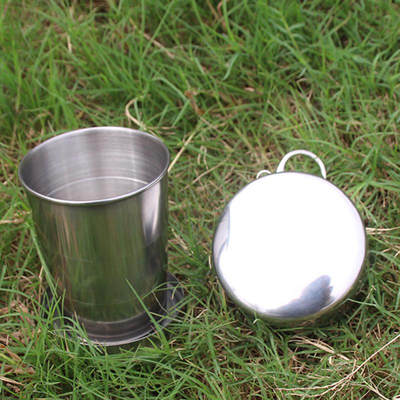 Reise Faltbare Teleskop Tasse Wandern Camping Wasser Kaffee Becher Edelstahl Falten Tasse Tragbare Einziehbare Tassen Mit Deckel