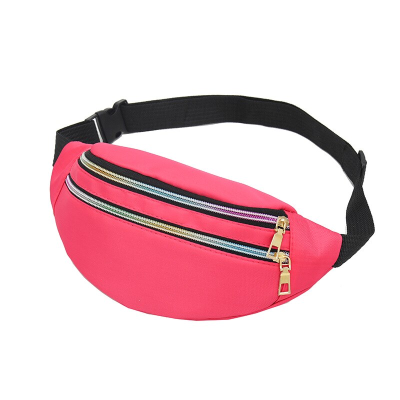 Brivilas nylon fanny pack fo women leopard print sport waist bag female purse belt bags multifunction chest bag crossbody: Rose