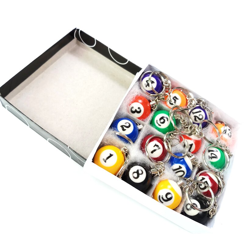 16 st 25mm harts biljard biljard boll nyckelringar med ring billig och vacker pool tillbehör dekoration: Default Title