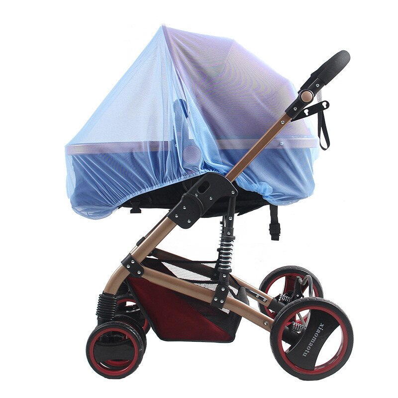Spædbørn baby mesh buggy krybbe netting vogn myggenet klapvogn fuldt omslag net barnevogn myggen insektnet sikkert tilbehør: Blå