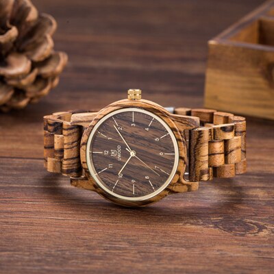 Herenhorloges topmerk luxe dameshorloge houten polshorloges leren of houten band relogio masculino: Zebrahout