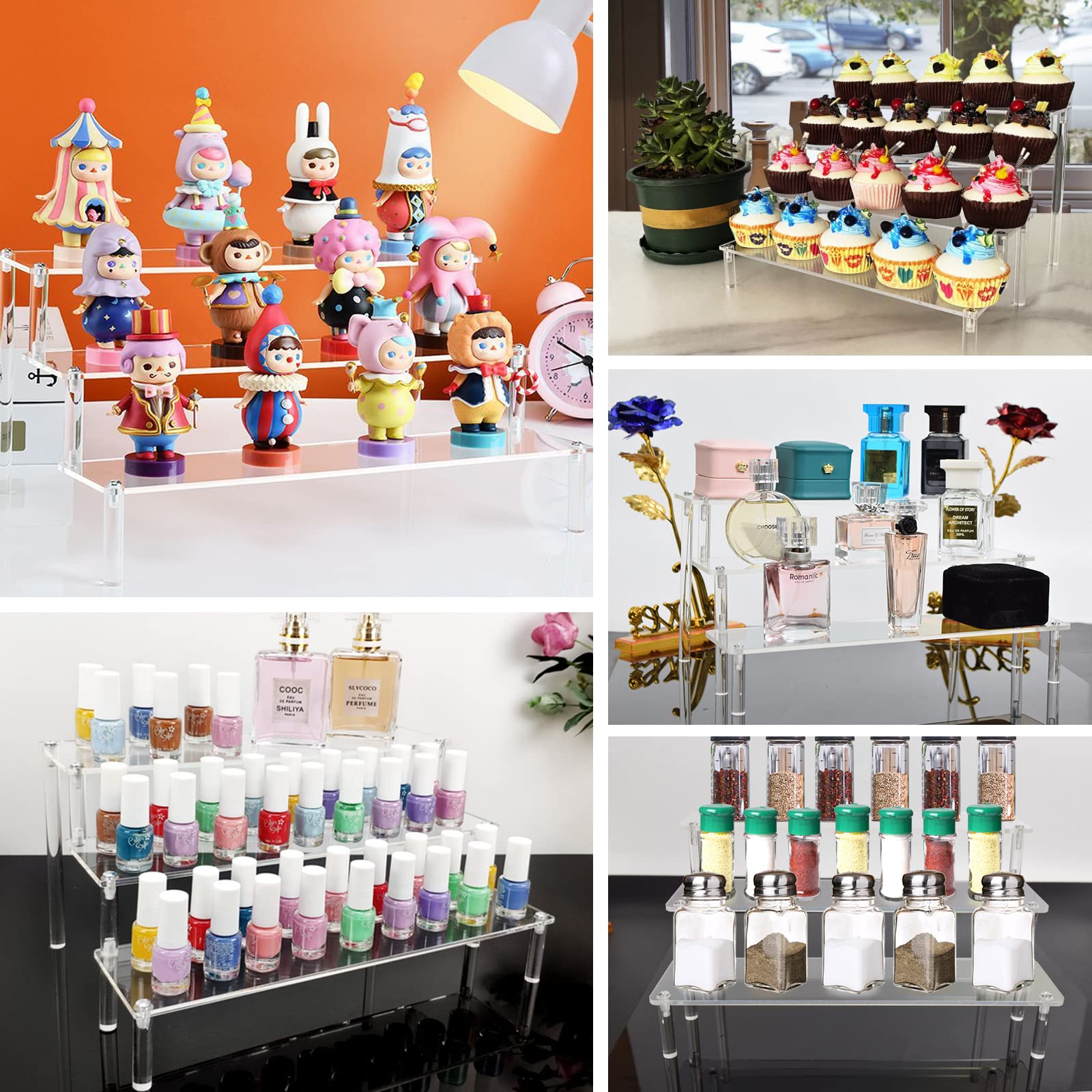 Acrylic Ladder Rack 1-5 Layer Ladder-Shaped Rack Blind Box Dessert Cake Storage Display Rack Perfume Jewelry Riser Display Rack