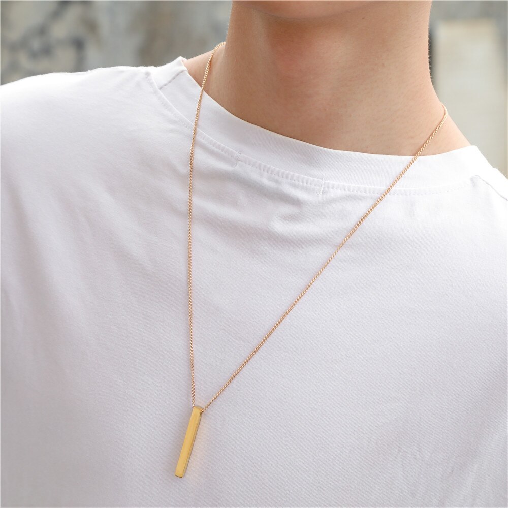 Classic rectangular pendant necklace for men, stainless steel, black color, cuban chain necklace for men, jewelry 2022: 1-60cm