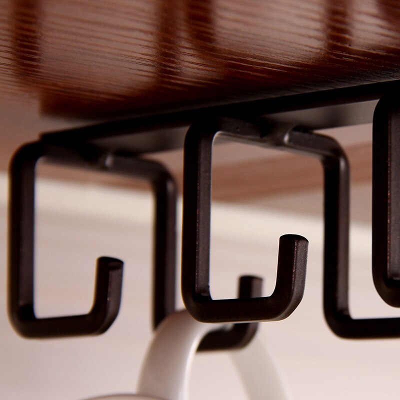 Space saver Cabinet hanging shelf Kitchenware Cup Holder with 6 Hook organization Storage rack for bathroom Kitchen supplies