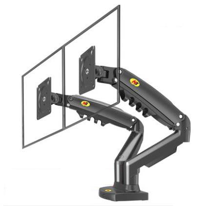 Nb f160 mola a gás 360 graus desktop 17 "-27" suporte de monitor duplo braço suporte de montagem de monitor de movimento completo carga 2-9kg cada: Branco