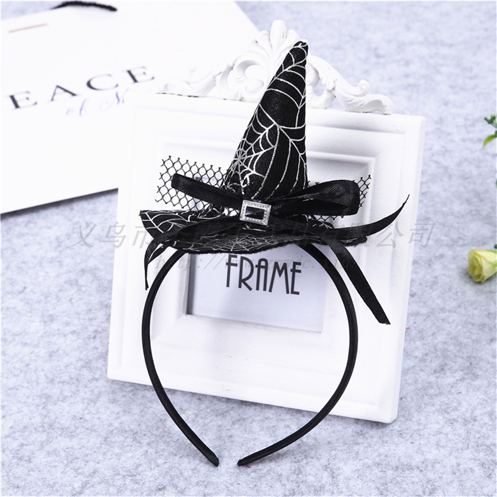 Mini sombrero de bruja puntiagudo, diademas con forma de Calavera, telaraña, calabaza, aros para el cabello para niños y niñas, diademas de Halloween, decoración de Cosplay
