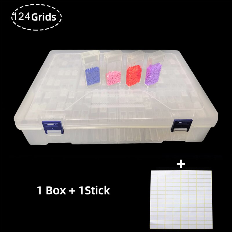 Diamond Embroidery Storage Box Diamond Painting Accessories Rhinestone Diamond Embroidery Stone Organizer Beads Container: 124grids