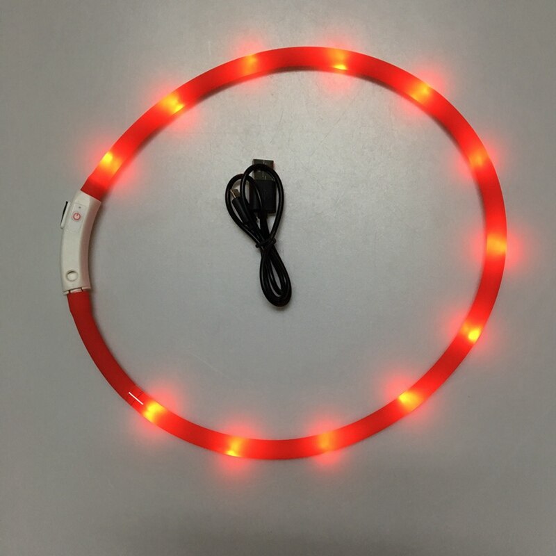 Halsband för hundar usb uppladdningsbart säkerhetsvarning silikonhalsband led-ljus lysande hundhalsband glödande hundhalsband