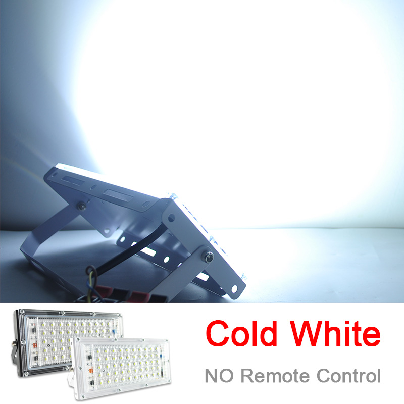 LED Flood Light 50W 100W RGB led Floodlight AC 220V 240V LED street Lamp waterproof IP65 outdoor Lighting led cob spotlight: Cold White / Black Shell