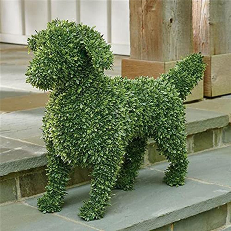 Sculpture topiaire de chien pierreries, décoration de jardin pour animaux de compagnie
