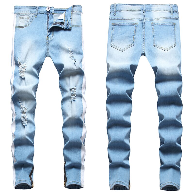 Jean déchiré pour homme, legging tendance européen et américain