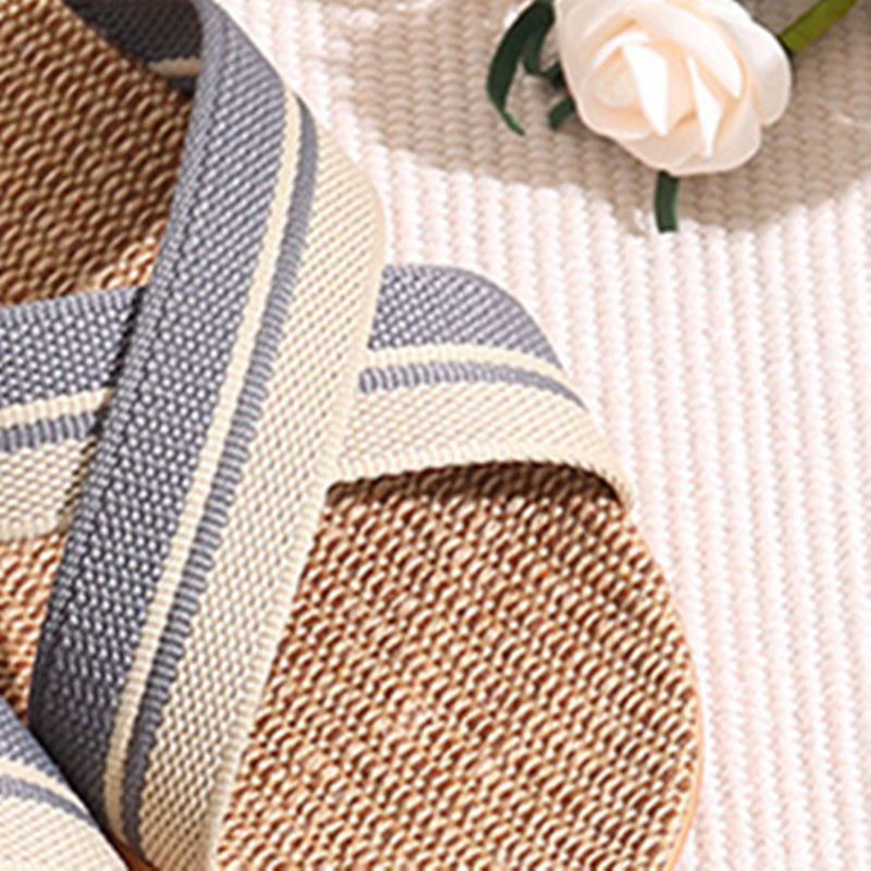 Men Slippers Sandals Flip Flops Summer Breathable Hemp Non-slip Shoes Man Home Slides Striped Casual Female