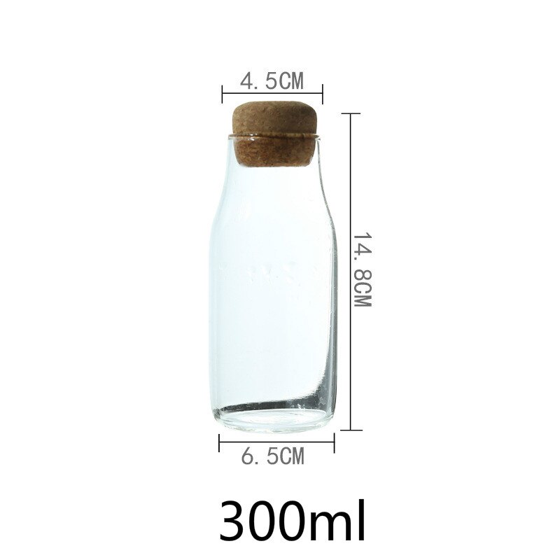 Diverse Ceramic Kitchen Storage Bottle Jar with Sealed Wood Lid Kitchen Food Coarse Cereals Candy Coffee Bean Tea Container box: 300ml-glass-4