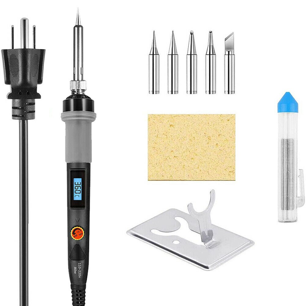 80W Digital Electric Soldering Iron Kit Set Temperature Adjustable 220V 110V Welding Tool Ceramic Heater Soldering Tips Rework: S6-3--Black / AU