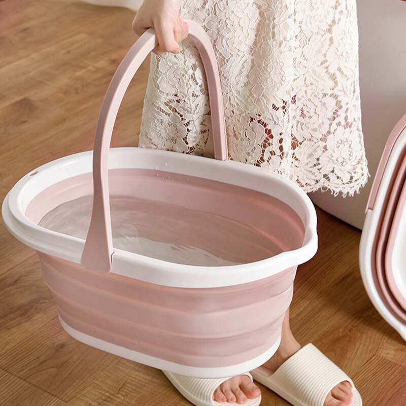 Foldable Mop Bucket Collapsible Portable Wash Basin Dishpan With Handle CY