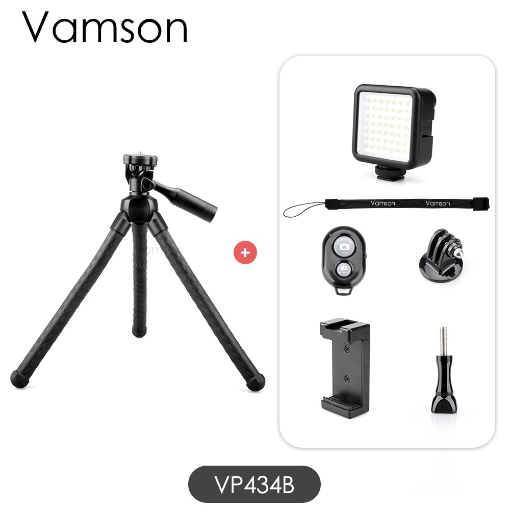 Vamson-trípode Flexible con control remoto inalámbrico para cámara de acción, accesorios para gopro 10 9, VP434: VP434B