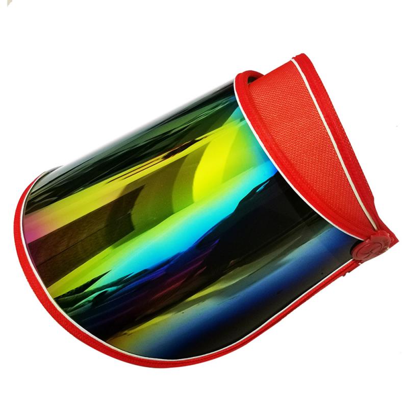 Women Summer Sun Protection Ultraviolet Sun Visor Hats Transparent Plastic Sunshade Hat Face Shield Outdoor Travel Beach Caps: Color red