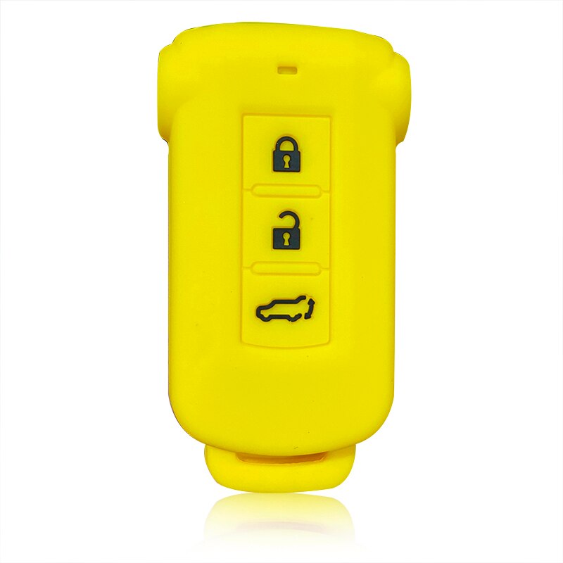 Silica Gel Car Key Cover Case For Mitsubishi Outlander Pajero Delica Key Holder Remote Control Case For Keychain Alarm: Yellow