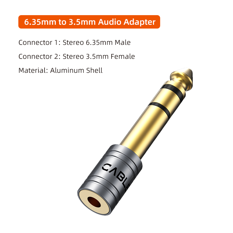 CABLETIME Jack 3,5 mm a 6,35 mm Micrófono Enchufe de audio para amplificador Altavoz Cable auxiliar Conector de 3,5 mm Aux a 6,35 mm Adaptador eléctrico: BLANCO