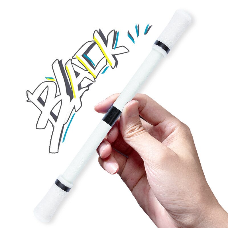 Juguete giratorio antiestrés para niños y adultos, pluma giratoria de mano, para aliviar el estrés, novedad: White-black