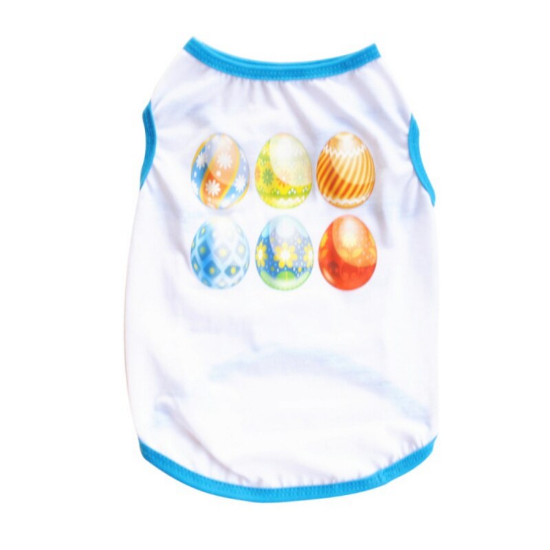 Happy Easter Dog Party Vest T Shirts Cartoon Konijn Bunny Pet Hond Kat Kleding Chihuahua Yorkies Zomer Apparels: WHITE / S