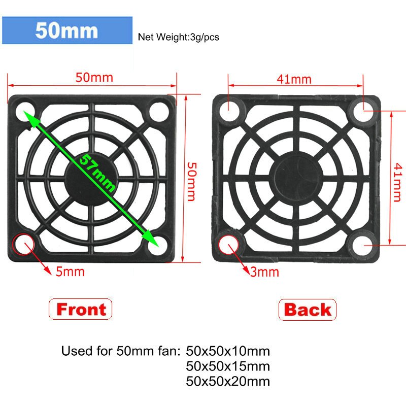 10 stuks Veel Gdstime Computer Mesh 40mm 50mm 60mm 70mm 80mm 90mm 120mm PC Fan Dust Filter 4cm 5cm 6cm 7cm 8cm 9cm 12cm: 50mm