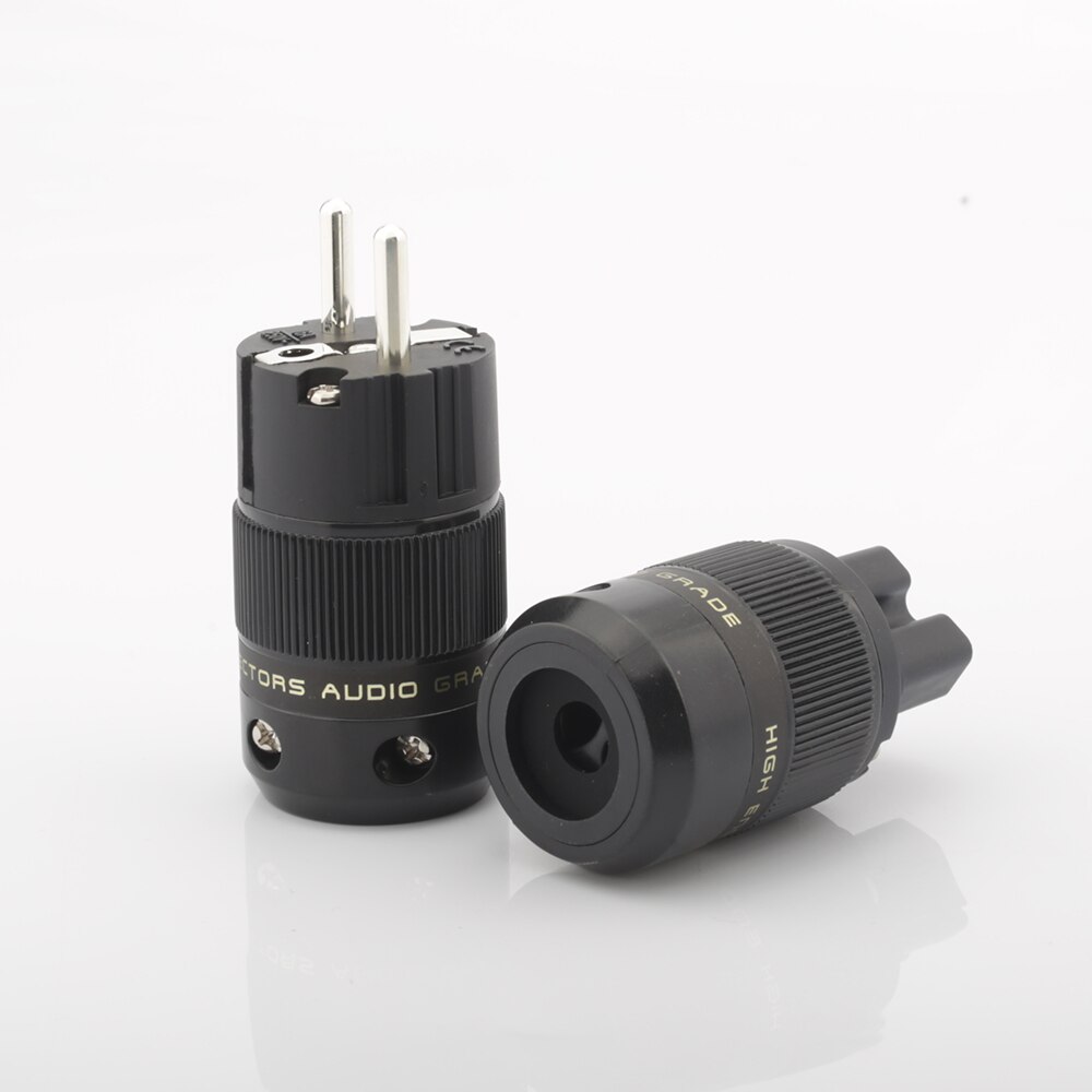 Schuko Power Plug EU Plug Hifi European plug Male Female Power Plug 24K Gold plated Rhodium silver Plated HIFI diy: B-Silver Plated