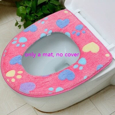 Ensemble de housse de siège de toilette en velours, épais, doux, couleur arc-en-ciel, fermeture éclair, housse de pot de toilette chaude et imperméable SWZ030: pink 1 piece set