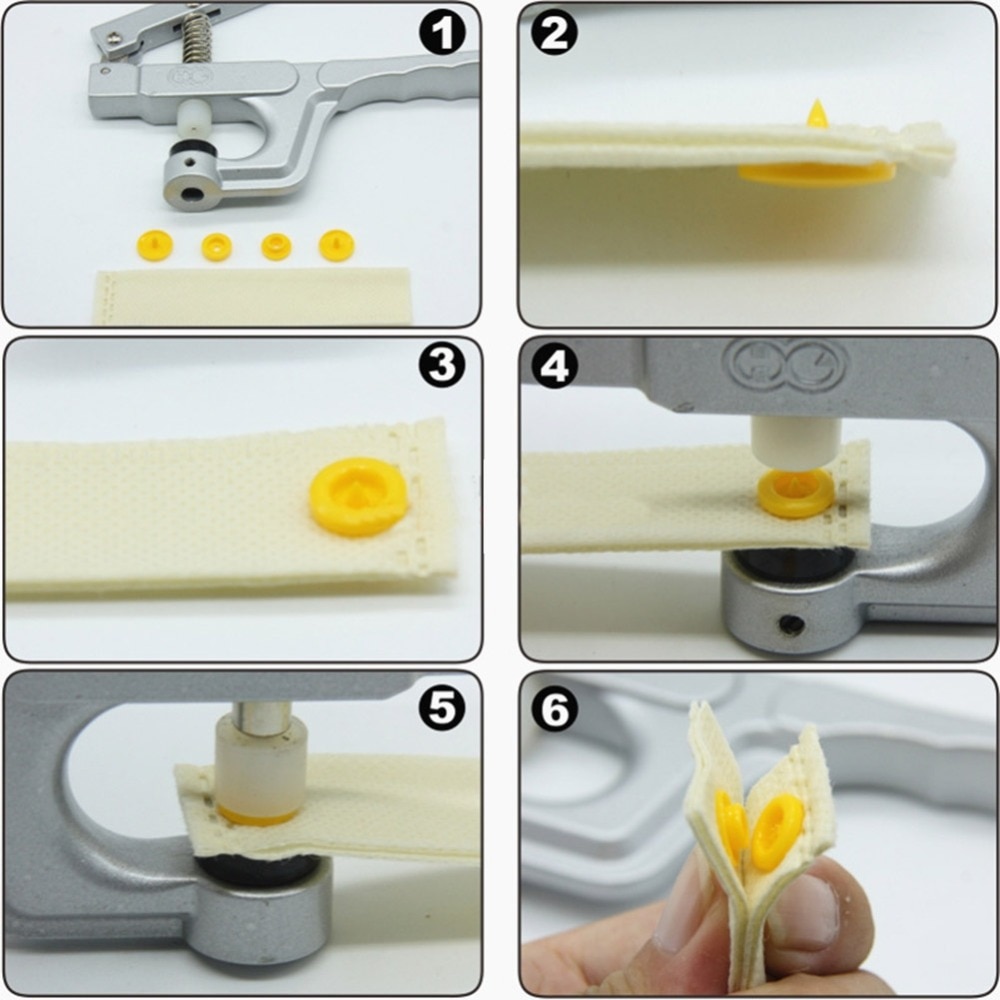 T5 plastique résine bouton pression outil d'installation Sihetun boucle main pression pince + 300 pièces en plastique boucles bouton pince pression