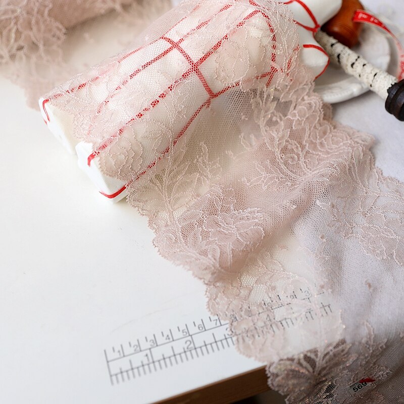 3 meter/parti 16cm polyester hud elastisk farget tråd broderi blonder trim undertøy stretch blonder symateriale  x574