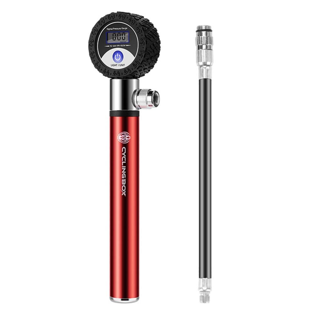 Mini Fahrrad Pumpe Mit 4 Manometer 120 PSI Hand Radfahren Pumpe Presta und Schrader Ball Road MTB Reifen Fahrrad pumpe dopshipping: Rot