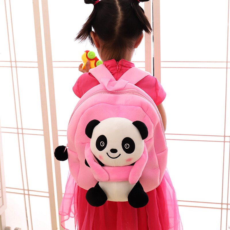 Söta tecknade barn plysch panda ryggsäck leksak mini skolväska barn dagis pojke flicka baby studentväskor söt mochila