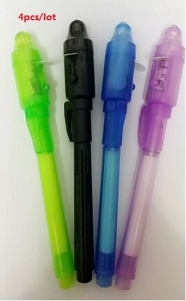 4 teile/los, UV-Licht Stift Unsichtbare Tinte Sicherheit Marker Stift Mit Ultra Violet LED Schwarzlicht: mixed 5