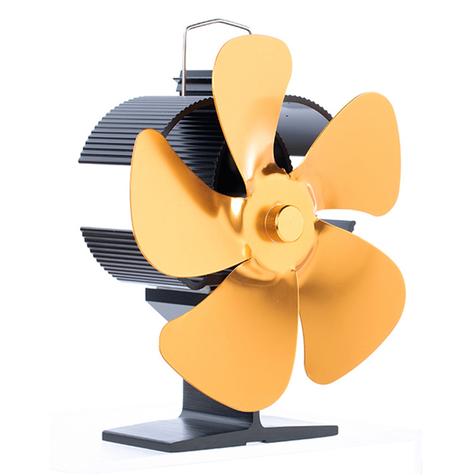 Ventilador de chimenea de alta temperatura, 5 aspas, silencioso, respetuoso con el medio ambiente, para estufa de leña, 55 ℃ ~ 350 ℃: Golden
