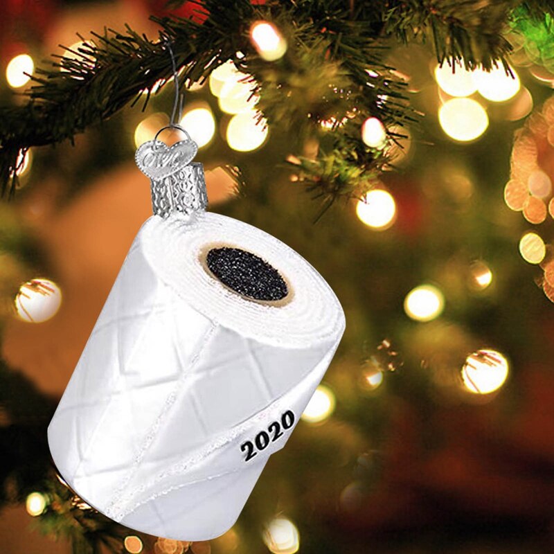 DIY Christmas toilet paper roll tree ornament pendant Christmas tree decoration three-dimensional white roll paper resin