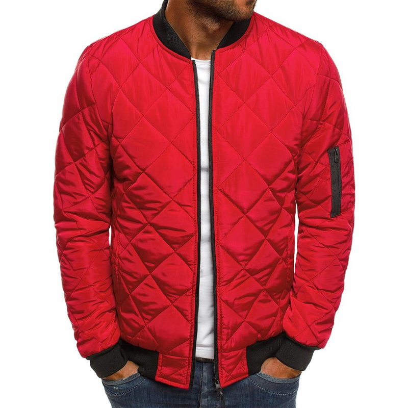 Miesten lämmin takki vankka lingge mokkanahka puuvilla klassinen takki vetoketju kevyt ulkoilu timanttitakki slim fit softshell trench takki: Punainen / Xxl