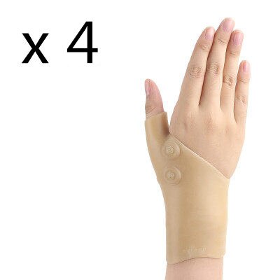 Magnetische polsondersteuning hand duim druk corrector handschoenen hand vinger pijnverlichtende handschoen artritis polsband therapie siliconen: 4 stuks