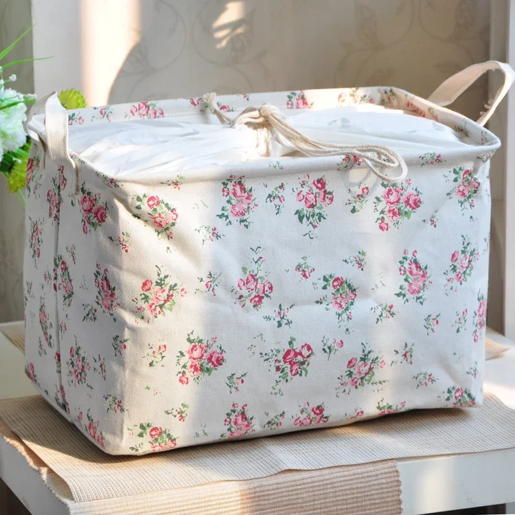 Coat Collection Box Pastoral Fabric Coat Storage Box, Cotton and Linen... – Grandado