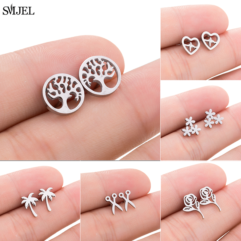 Orecchini bohéaspetto con fiore ottavino vita di albero per le donne 2024 gioielli in acciaio inossidabile di moda cactus Noce di cocco pianta orecchino