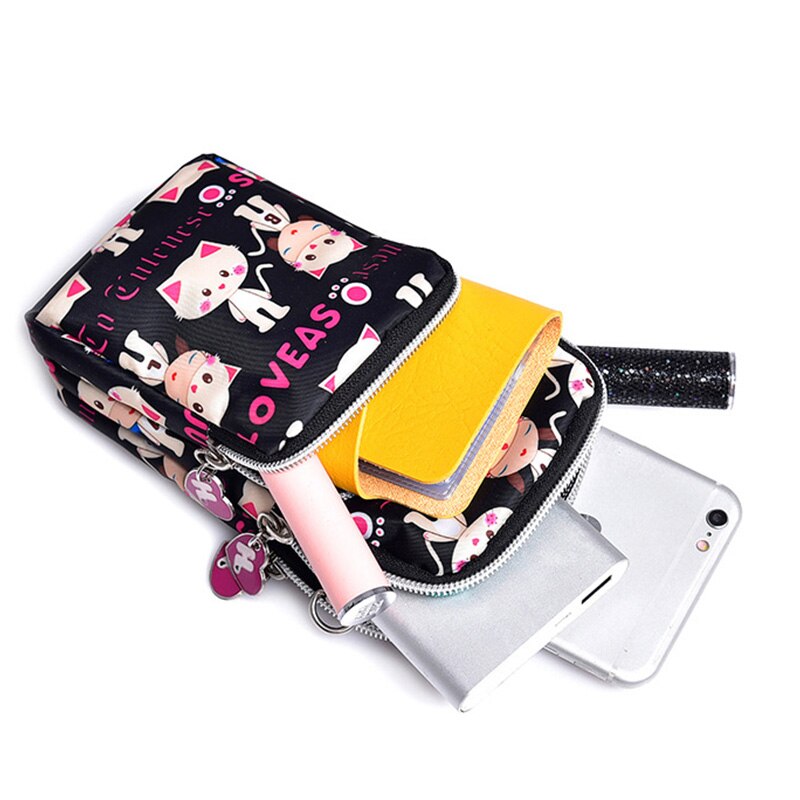 Crossbody carteira durável waterpoor moeda bolsa de telefone celular dos desenhos animados impresso mini bolsa de ombro 9x5x17.5cm