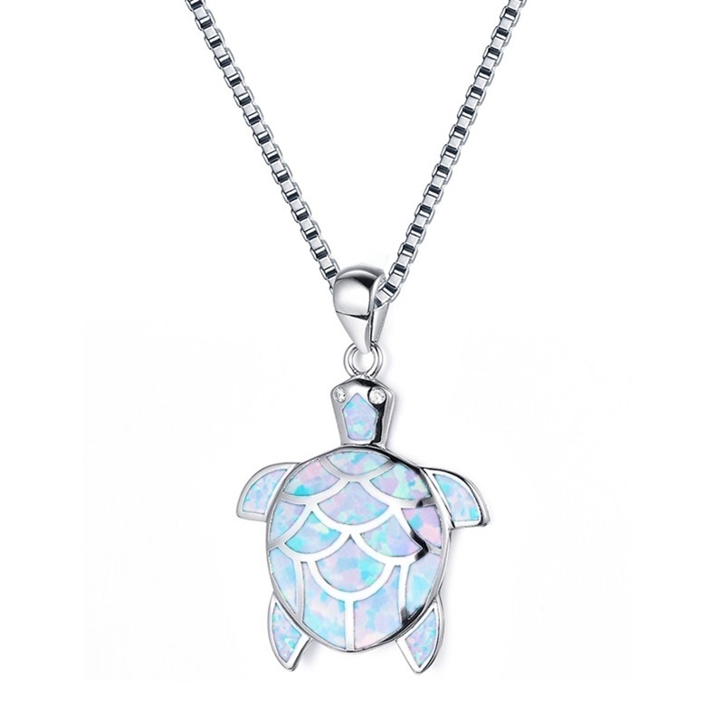 Classic Leuke Lange Ketting Ketting Verzilverd Leuke Schildpad Hanger Ketting Voor Mode-sieraden Voor Vrouwen: White