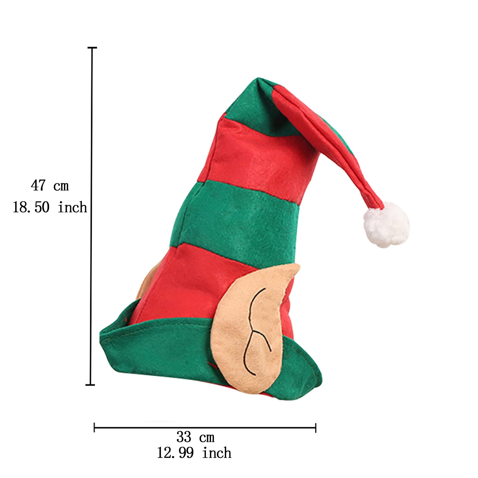 Christmas Elf Hat With Ears Clown Hat Red And Green Striped Hat Christmas Party Decorations Ornament For Women And Men #T1P