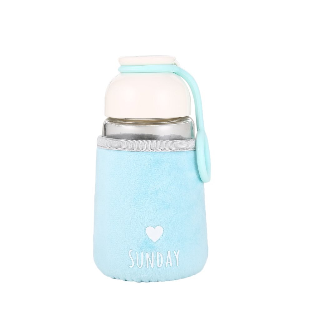 320ML coeur forme impression verre bouteille d'eau mignon tissu couverture tasse à boire lettre bouteille étudiants bouteille d'eau: Default Title