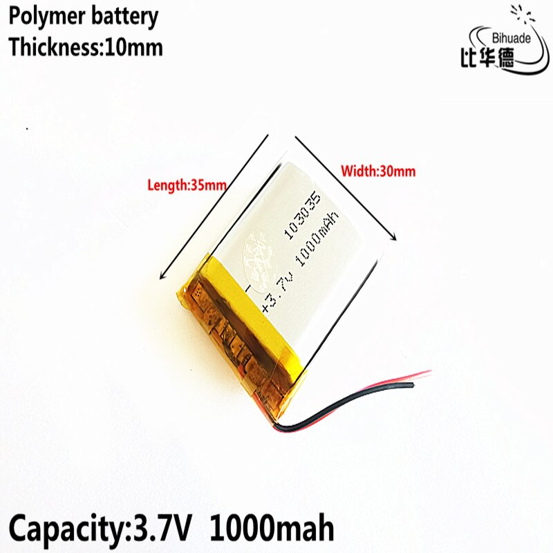 Batterie lithium-ion, 3.7V,1000mAH, 103035, pour tablette, pc, GPS,mp3,mp4